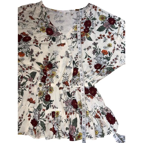 Adyson Parker Floral daisy Ruffled Boho long sleeve women's rayon top size 1x - Picture 6 of 7